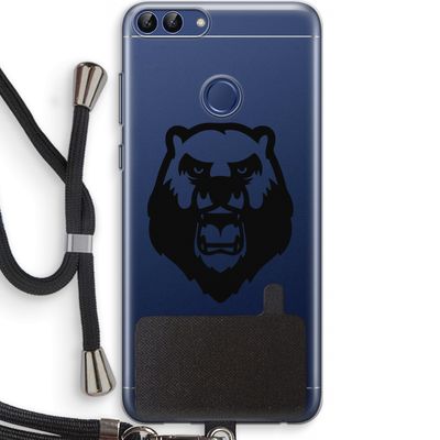 Angry Bear (black): Huawei P Smart (2018) Transparant Hoesje met koord