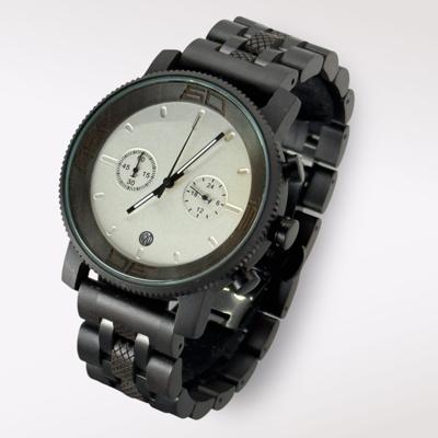 TimberWood Nova™ - Retro Herenhorloge Zwart Sandelhout & Metaal