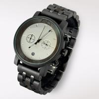 TimberWood Nova™ - Retro Herenhorloge Zwart Sandelhout & Metaal