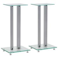 Speakerstandaarden zuil-ontwerp gehard glas zilver 2 st