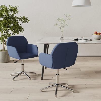 Eetkamerstoelen 2 st draaibaar stof blauw