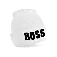 Bellatio Decorations - Boss tekst muts / beanie - onesize - wit - De of een Baas