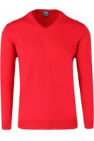 OLYMP Casual Modern Fit Trui V-hals rood, Effen - thumbnail