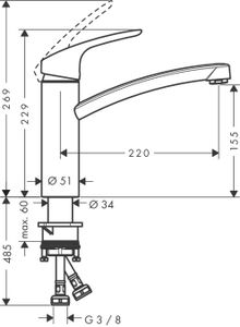 Hansgrohe Focus E2 keukenkraan RVS look 31806800