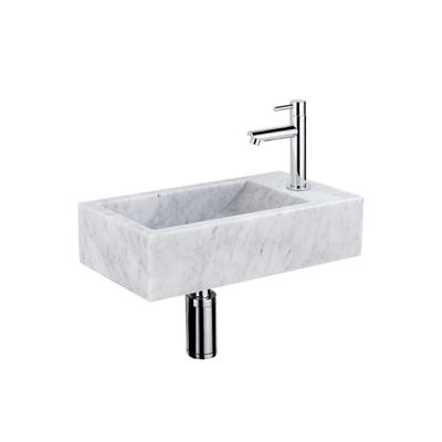 Fortifura Fuente fonteinset - 40x22 - 1 kraangat - rechts - marmer - fonteinkraan chroom - wit SW696234/SW696209/SW696219/SW728223