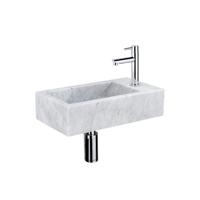 Fortifura Fuente fonteinset - 40x22 - 1 kraangat - rechts - marmer - fonteinkraan chroom - wit SW696234/SW696209/SW696219/SW728223