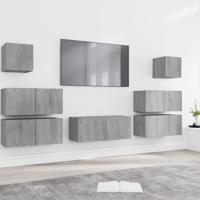 7-delige Tv-meubelset bewerkt hout grijs sonoma eikenkleurig
