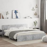 Bedframe met hoofdeinde betongrijs 200x200 cm