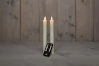 Anna's Collection LED dinerkaars flame effect rustiek 23 cm ivoor 2 stuks