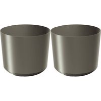 Prosperplast Plantenpot/bloempot Babylon - 2x - kunststof - buiten/binnen - titanium grijs - D15 x H15 cm - Plantenpotte - thumbnail