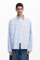 Gestreept overhemd met lange mouwen - BLUE - XL