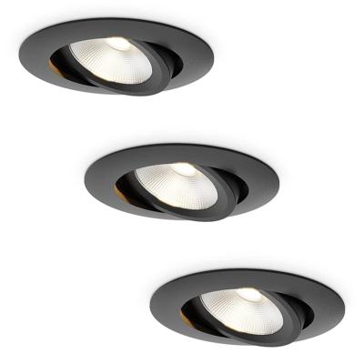 3x Lugo LED Inbouwspots - Zwart - Dimbaar - 5 Watt 450 Lumen - 2700K Warm Wit Licht - Kantelbaar - IP65 - Voor Binnen & Buiten