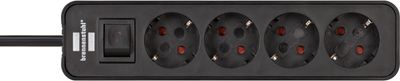 Brennenstuhl Ecolor stekkerdoos 4-voudig zwart 1,5m H05VV-F 3G1,5 - 1153240000