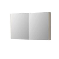 INK SPK2 Spiegelkast - 120x14x74cm - 2 deuren - dubbelzijdige Spiegel - schakelaar en stopcontact - MDF lak Mat kasjmier grijs 1105379