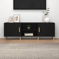 Tv-meubel 150x30x50 cm bewerkt hout zwart - thumbnail