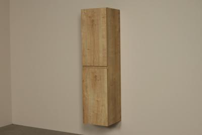 Hoher Badezimmerschrank Hell Eiche Abul 140 cm