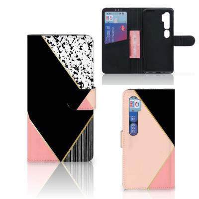 Xiaomi Mi Note 10 Pro | Book Case | Zwart Roze Vormen