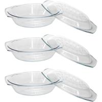 Cosy & Trendy Ovenschaal ovaal/rond - 3x - 33 x 20 x 9 cm - glas