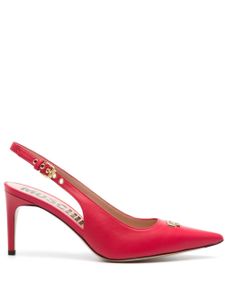 Moschino 75mm slingback leather pumps - Rouge