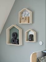 Set van 3 houten huisplanken blauwgroen Set van 3 houten huisplanken blauwgroen