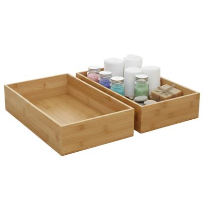 Gerimport Lade organizer - 2x - bamboe hout - 32 x 24 x 7 cm - bakje - kast organizer Gerimport Lade organizer - 2x - bamboe hout - 32 x 24 x 7 cm - bakje - kast organizer