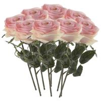 Kunstbloem roos Simone - 8x - licht roze - 45 cm - decoratie bloemen