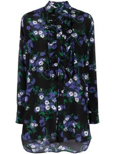 Plan C chemise en soie à fleurs - Noir