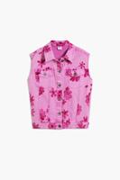 denim gilet bloemen - RED - 7/8