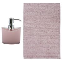 MSV badkamer droogloop mat/tapijt - Bologna - 45 x 70 cm - bijpassende kleur zeeppompje - lichtroze - Badmatjes - thumbnail