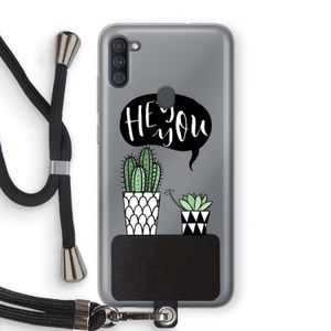 Hey you cactus: Samsung Galaxy A11 Transparant Hoesje met koord