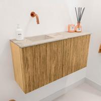 Toiletmeubel Mondiaz Joya Dlux | 80 cm | Meubelkleur Oak | Faye wastafel Frappe Wasbak Links | Zonder kraangat(en)