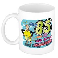 Cadeau / Verjaardag mok 85 jaar - man - rollator- keramiek - mannen cadeautjes