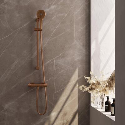 Brauer Copper Carving Douchekraan opbouw - glijstang - 1 functie - 2 carving knoppen - handdouche rond 3 standen - PVD - geborsteld koper 5-GK-250