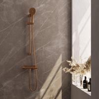 Brauer Copper Carving Douchekraan opbouw - glijstang - 1 functie - 2 carving knoppen - handdouche rond 3 standen - PVD - geborsteld koper 5-GK-250