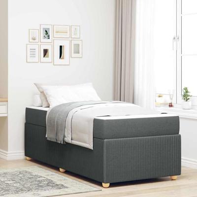 Bedframe met matras met matras Donkergrijs 90 x 200 cm Stof