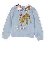 Roberto Cavalli Junior sweat imprimé à col claudine - Bleu