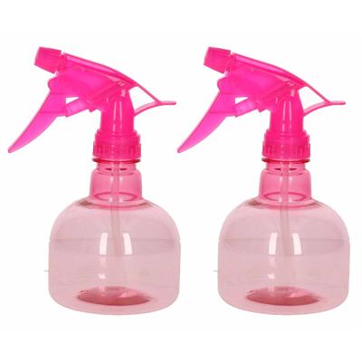 Plasticforte Waterverstuiver/plantenspuit - 2x - 330 ml - roze - schoonmaakspuiten