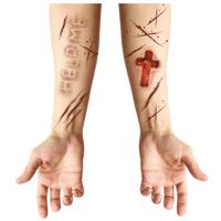 Halloween tattoo nep littekens/wonden - Horror/bezeten verkleed thema - Bloed