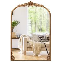 Wandspiegel Gouden Traditionele Vintage Barokspiegel met Metalen Frame Antieke Boogspiegel 90 cm x 61 cm