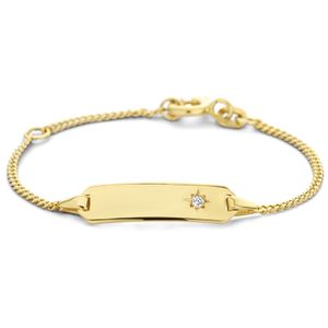 TFT Graveerarmband Zirkonia Plaat 5,4 Mm 9 - 11 Cm Geelgoud