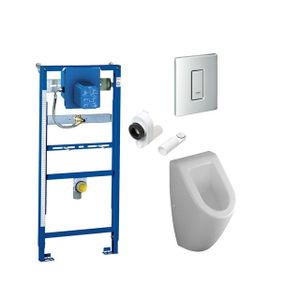 Villeroy & Boch Subway urinoirset met Grohe Rapid SL reservoir en Grohe Skate bediening chroom 0123214/0729231/0729210/0770275/0700009