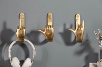 Extravagante kapstokken FINGERS goud set van 3 wandkapstokken - 40917 - thumbnail