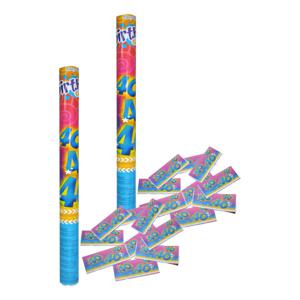 Party popper/confetti shooter - 2x - verjaardag 40 jaar - papier - multi kleuren - 59 cm