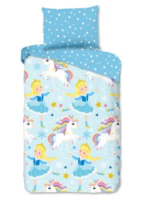Good Morning Dekbedovertrek "eenhoorns en prinsessen" - Multi - (140x200 cm) - Katoen Flanel
