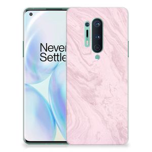 OnePlus 8 Pro TPU Siliconen Hoesje Marble Pink - Origineel Cadeau Vriendin