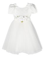 Monnalisa robe en tulle à appliqués fleur - Blanc