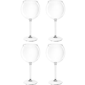 Set van 4x stuks rode wijn/gin tonic ballon glazen transparant 650 ml van onbreekbaar kunststof