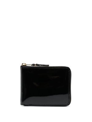 Comme Des Garçons Wallet portefeuille zippé en cuir verni - Noir