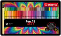 STABILO Pen 68, premium viltstfit, ARTY metalen etui met 66 stuks in 65 kleuren