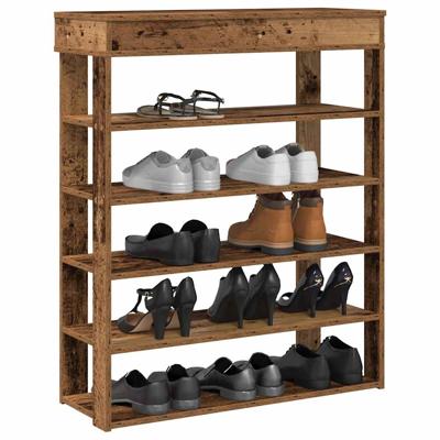 VidaXL Schoenenrek 80x30x98 cm bewerkt hout oud houtkleurig